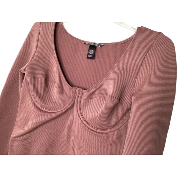 Victoria's Secret Corset Top Sz XL  Pink Cropped Stretchy Built-in Underwire Bra - Picture 5 of 9